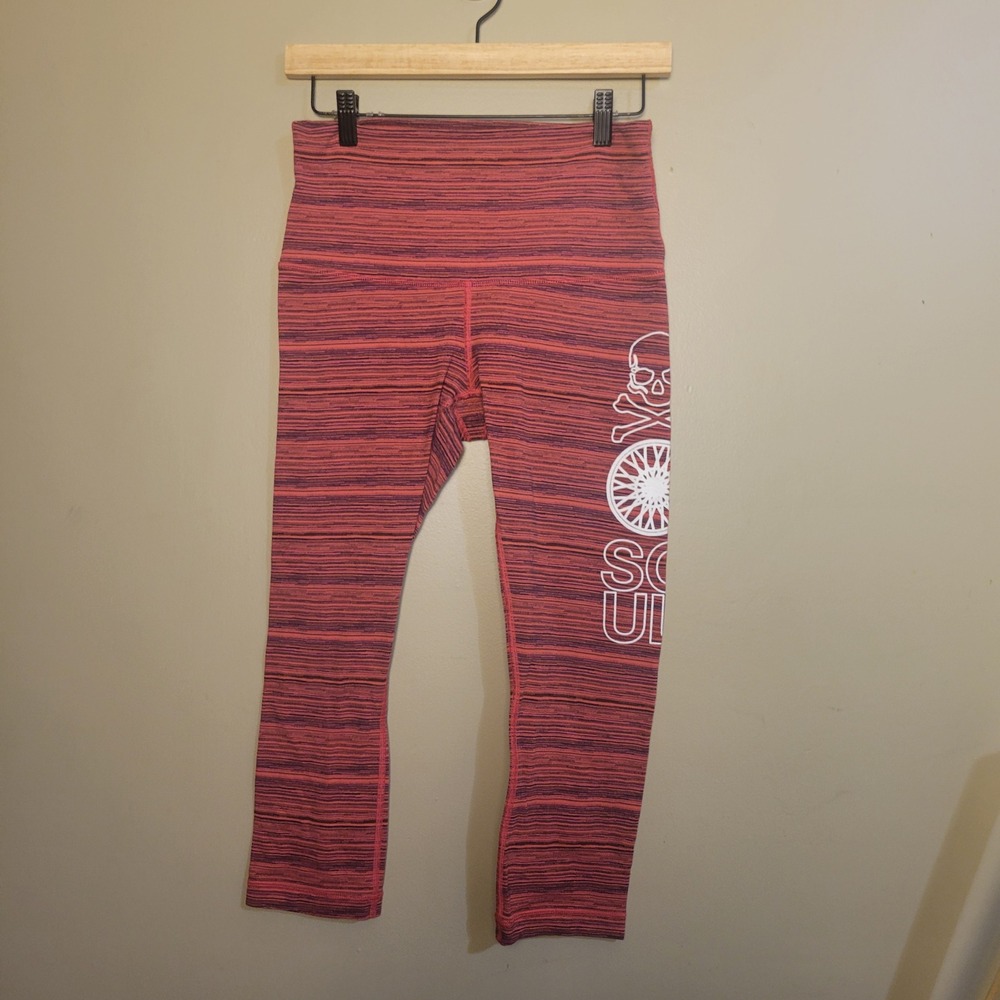 Lululemon‎ SoulCycle Cropped Leggings Womens 8 Red Space Dye Excellent Spin Yoga